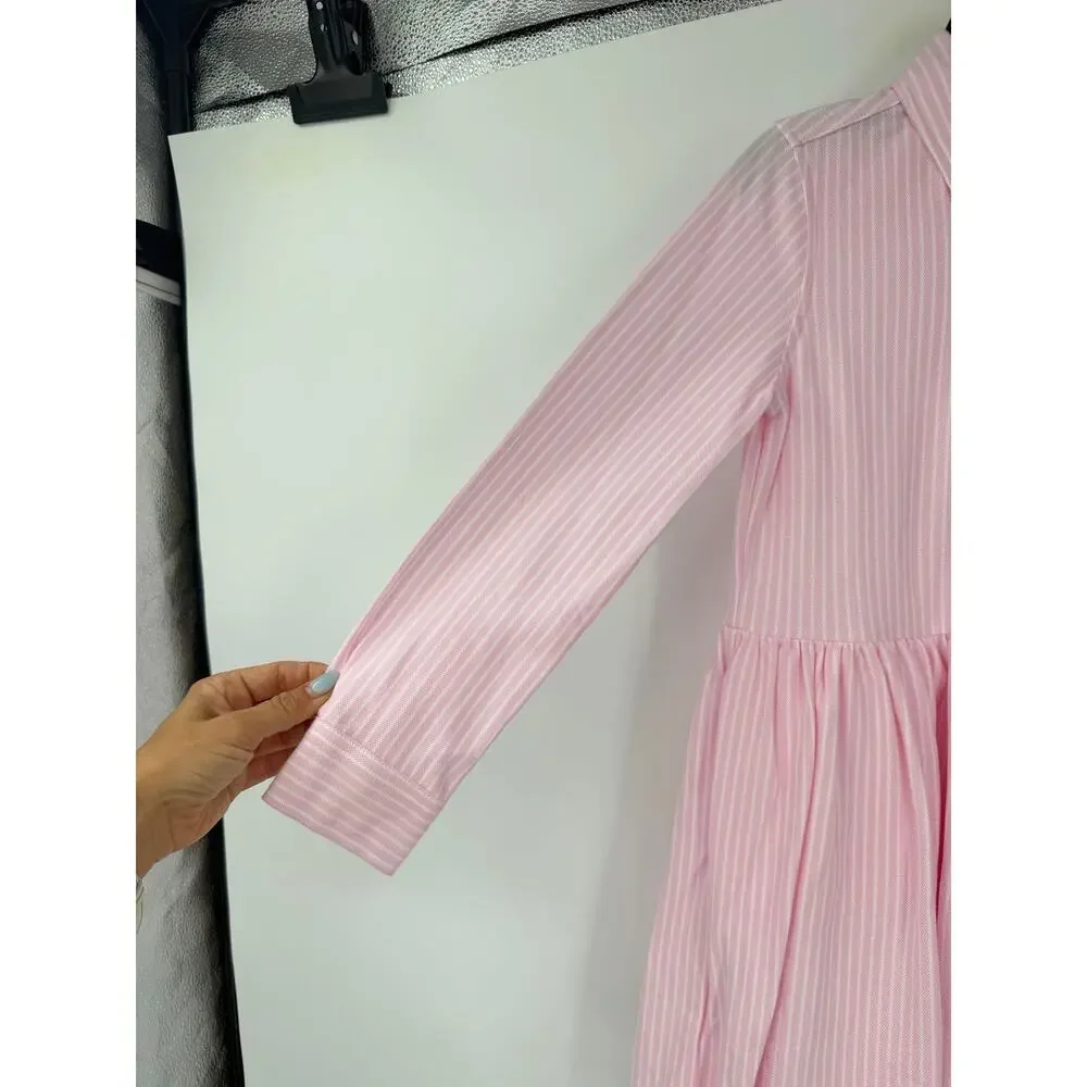 Polo Ralph Lauren Girls S/7 Button Front Oxford Shirt Dress Long Sleeve Striped